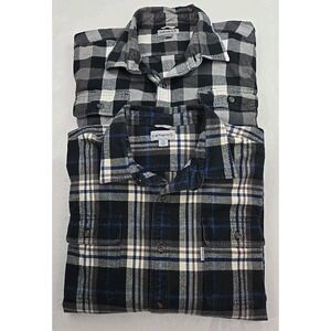 2 Carhartt Original Fit Men 2XL Flannel Button Up Plaid Long‎ Sleeve Heavy Work